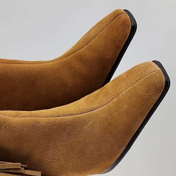 Predictions Collection Tan Suede Leather Fringed Heeled Boot Westen Style Sz 5.5 - Picture 7 of 16